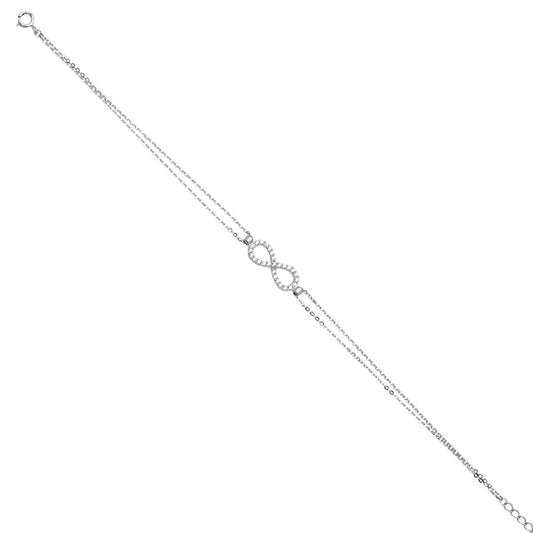 14K White Gold Woman’s Infinity Bracelet accented with CZ Stones