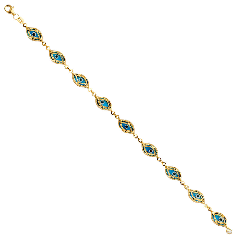 14K Yellow Gold Women’s Evil Eye Bracelet