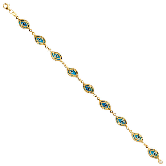 14K Yellow Gold Women’s Evil Eye Bracelet