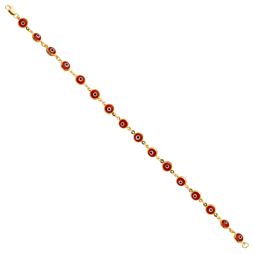 14K Yellow Gold Women’s Evil Eye Bracelet
