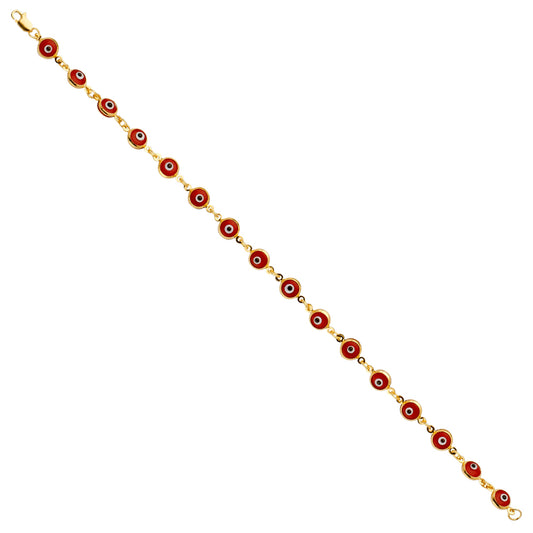 14K Yellow Gold Women’s Evil Eye Bracelet