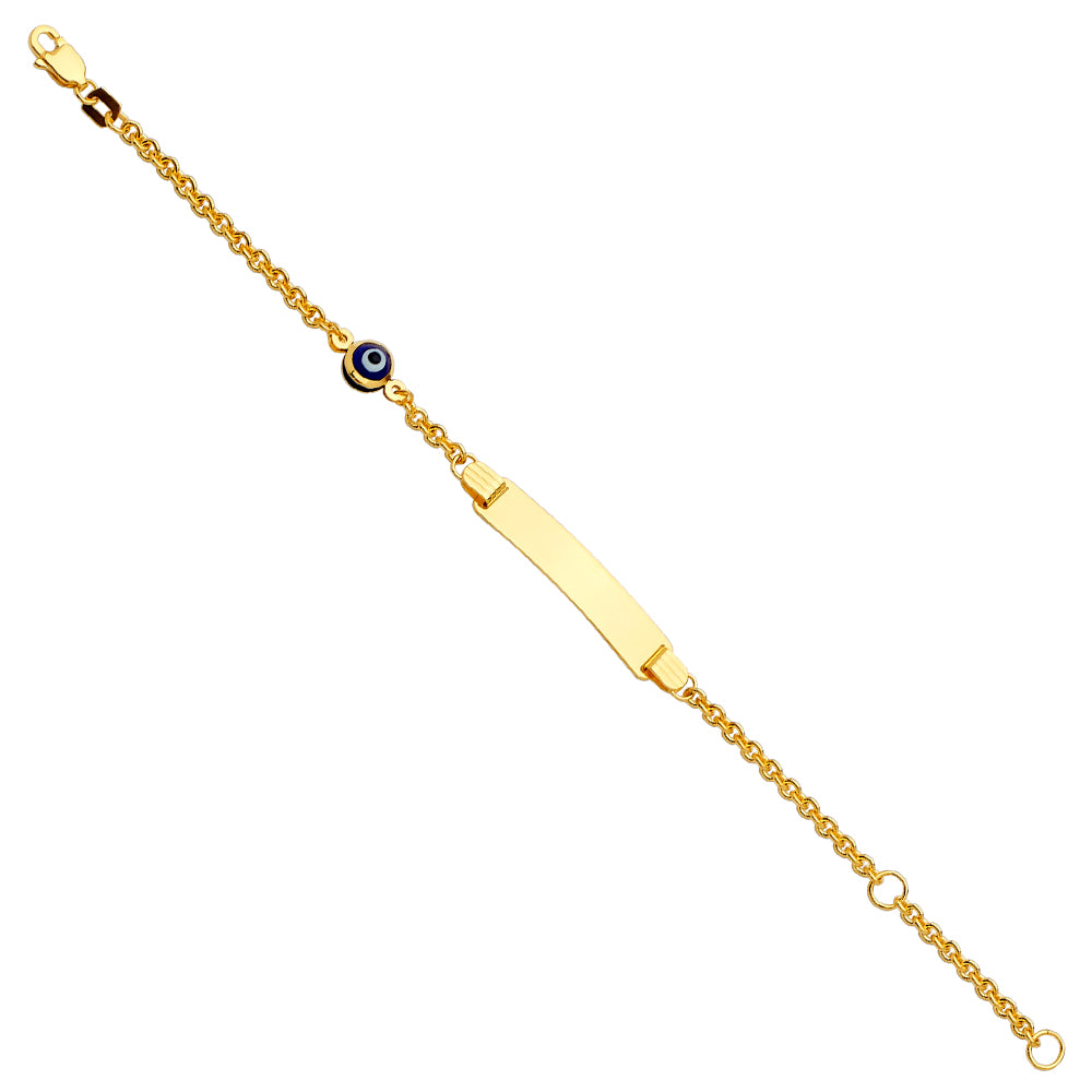 14K Yellow Gold Children's Evil Eye ID Bracelet