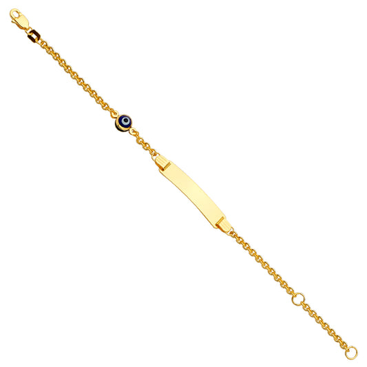 14K Yellow Gold Children's Evil Eye ID Bracelet