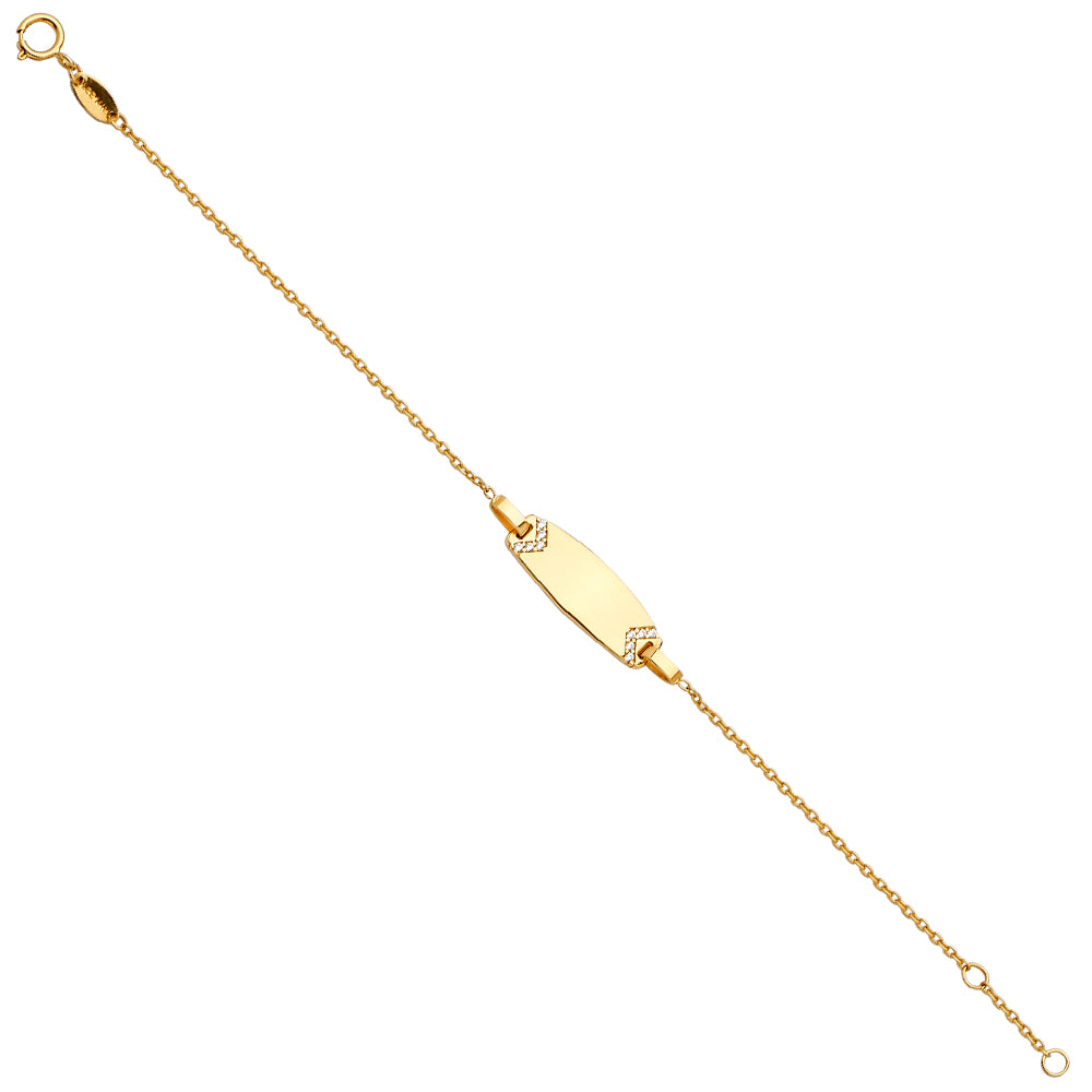 14K Yellow Gold Children’s ID Bracelet with CZ Accented