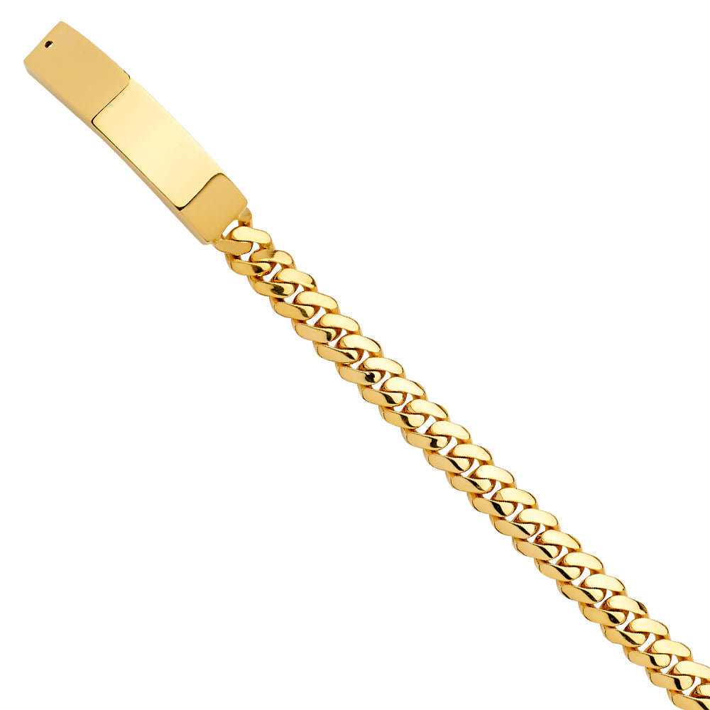 14K Yellow Gold Cuban Link ID Plate Men’s Bracelet 10.5mm Wide