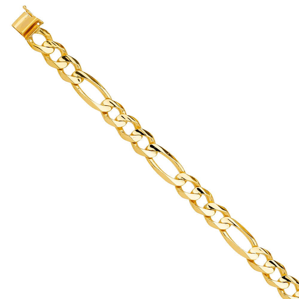 Men’s 14K Yellow Gold Figaro Link Bracelet-11.5mm Wide