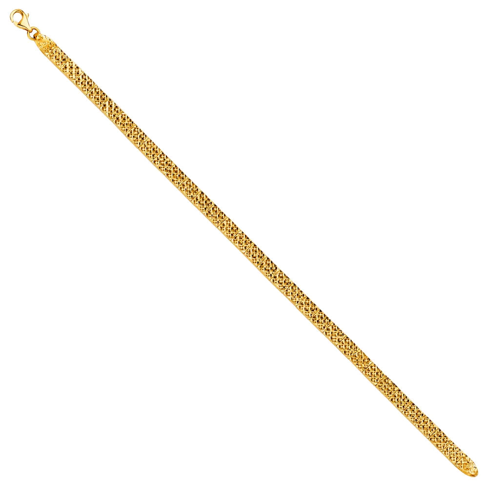 14K Yellow Gold Diamond Cut Fancy Link Women's Bracelet size 7.25"