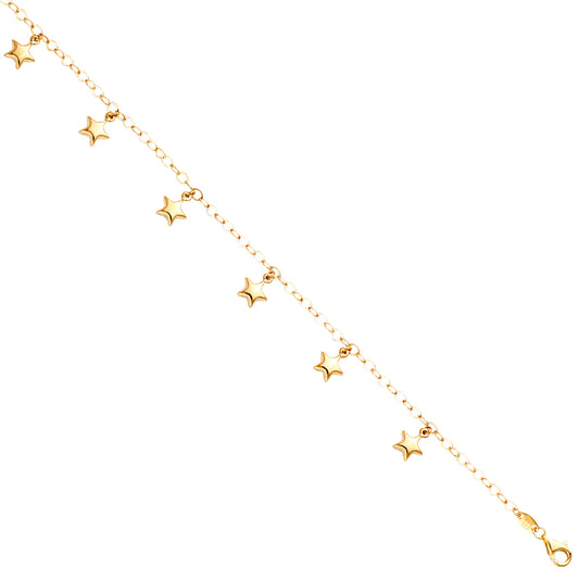 14K Yellow Gold Woman’s Star Charm Anklet