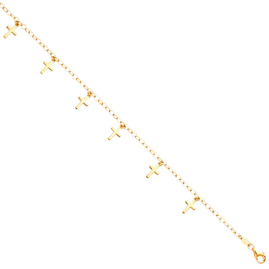 14K Yellow Gold Woman’s Cross Charm Bracelet