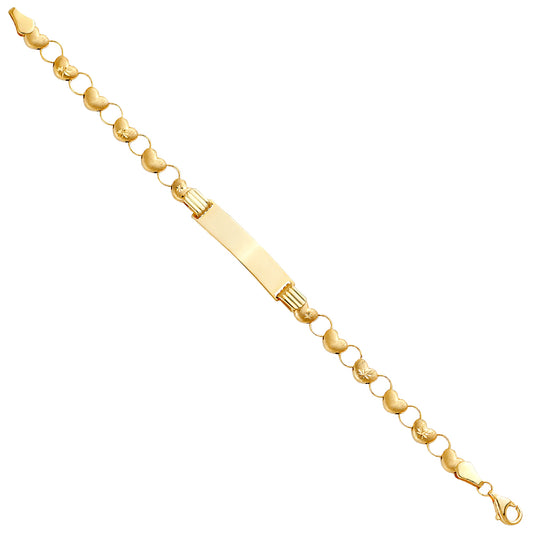 14K Yellow Gold Children’s Heart Link ID Bracelet