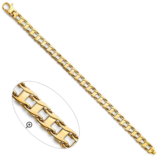 14K Yellow Gold Men's Fancy 8mm wide Link Bracelet