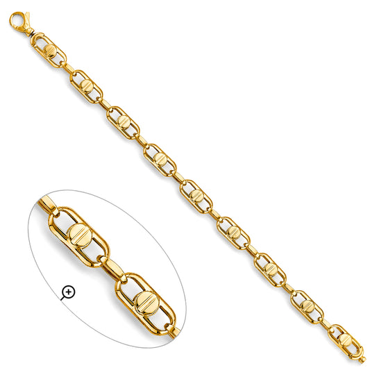 14K Yellow Gold Men’s Screw-Style 7.5mm wide Link Fancy Bracelet