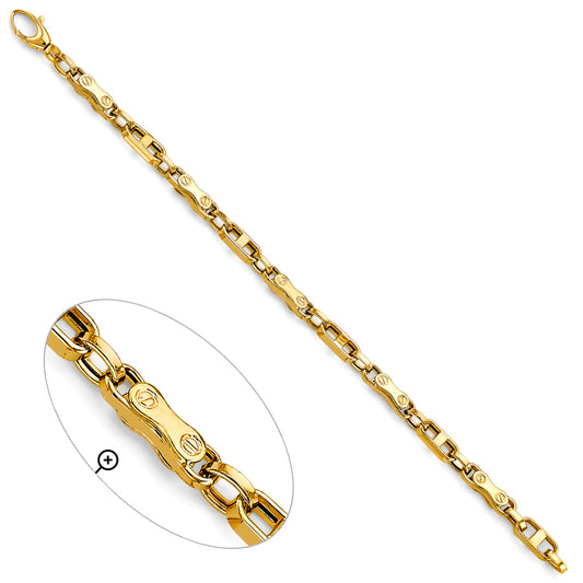 14K Yellow Gold Men’s Bicycle Chain 7mm wide Link Bracelet