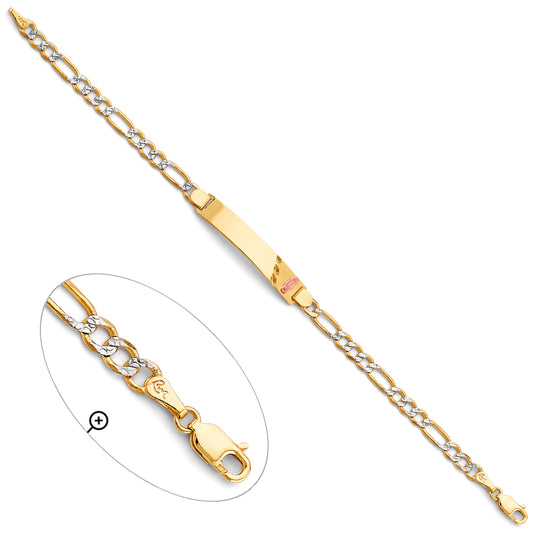 14K Tri-Color Gold Guadalupe ID Figaro Link Bracelet