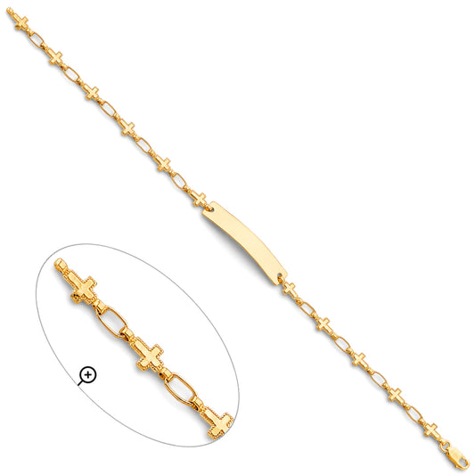 14K Yellow Gold Cross Link ID Bracelet