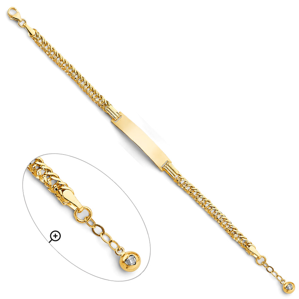 14K Yellow Gold Children’s Fancy Chevron Link ID Bracelet
