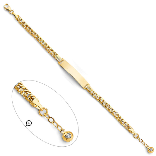 14K Yellow Gold Children’s Fancy Chevron Link ID Bracelet