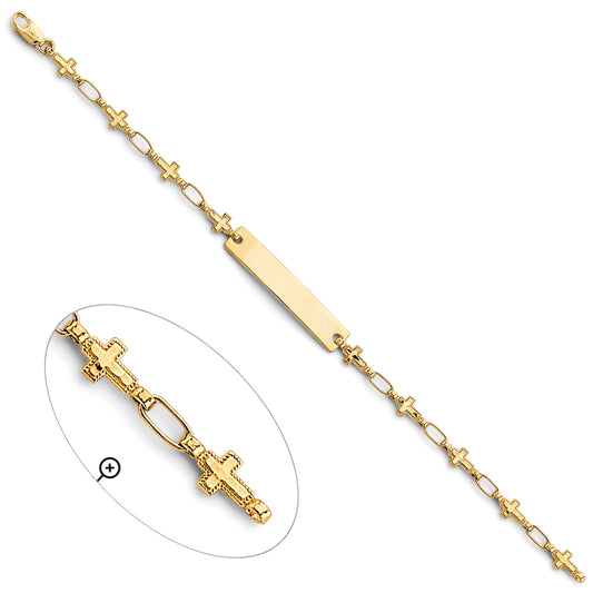 14K Yellow Gold Children’s Cross Link ID Bracelet