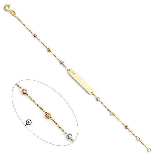 14K Tri-Color Gold Children’s ID Bracelet with Butterfly Cutout