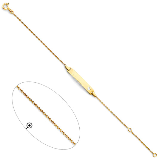 14K Yellow Gold Children’s ID Bracelet with Heart Cutout