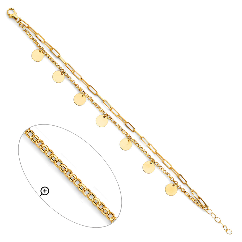 14K Yellow Gold Woman’s Double Layer Charm Bracelet