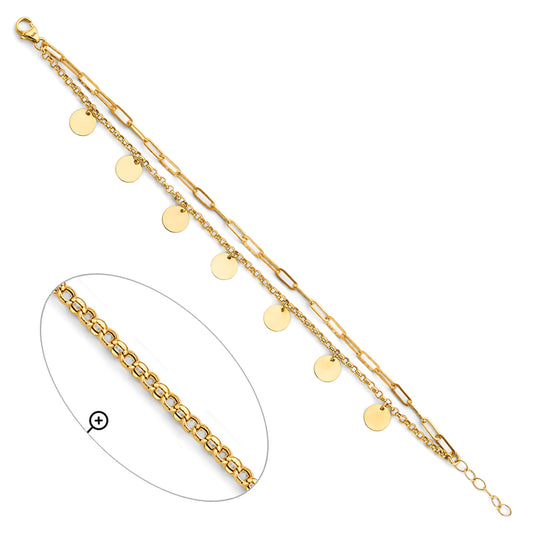 14K Yellow Gold Woman’s Double Layer Charm Bracelet