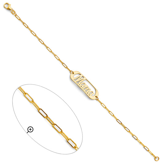 14K Yellow Gold Mama Link Bracelet