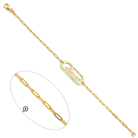 14K Yellow Gold Amor Link Bracelet