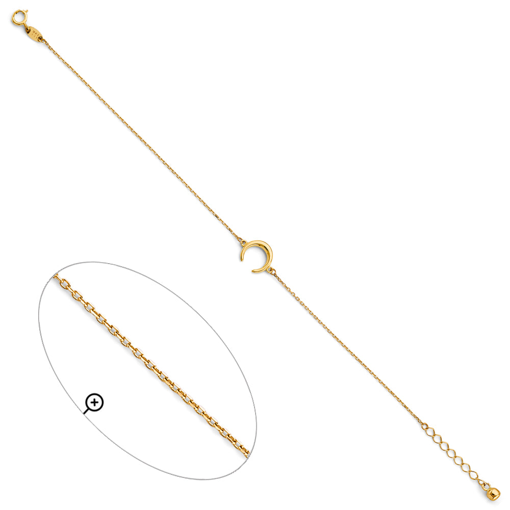 14K Yellow Gold Moon Adjustable Bracelet