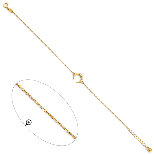 14K Yellow Gold Moon Adjustable Bracelet