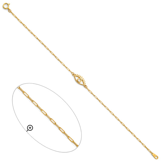 14K Yellow Gold Evil Eye Link Bracelet