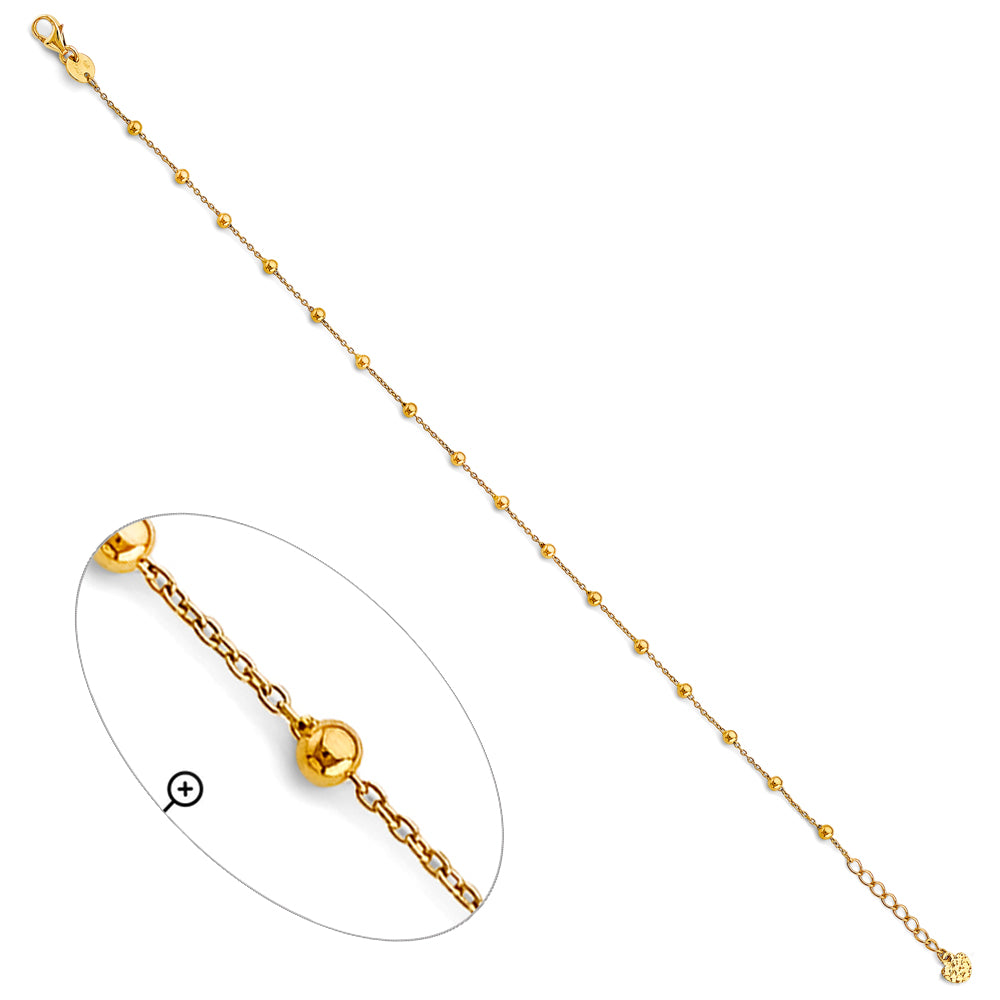 14K Yellow Gold Polished Station Anklets