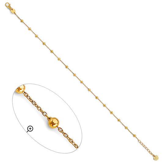 14K Yellow Gold Polished Station Anklets
