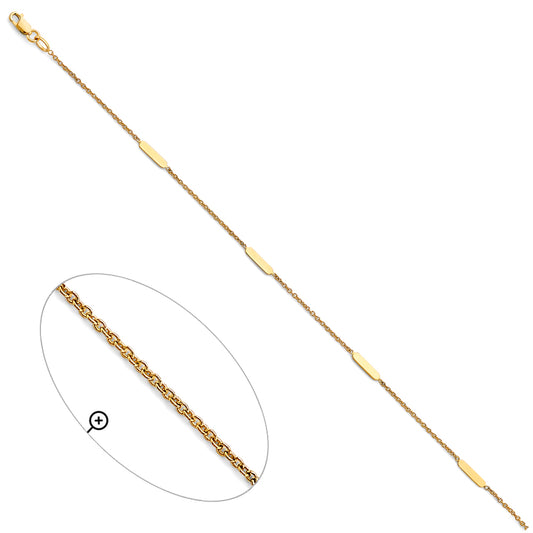 14K Yellow Gold Bar Link Anklet