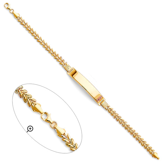 14K Tri-Color Gold ID Bracelet with Guadalupe Accent
