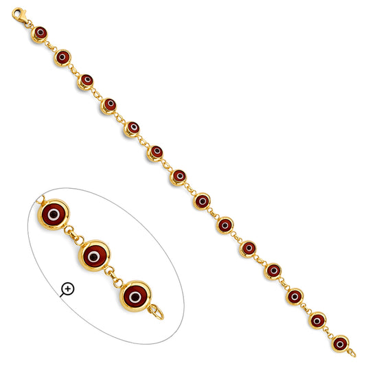 14K Yellow Gold Women’s Evil Eye Bracelet