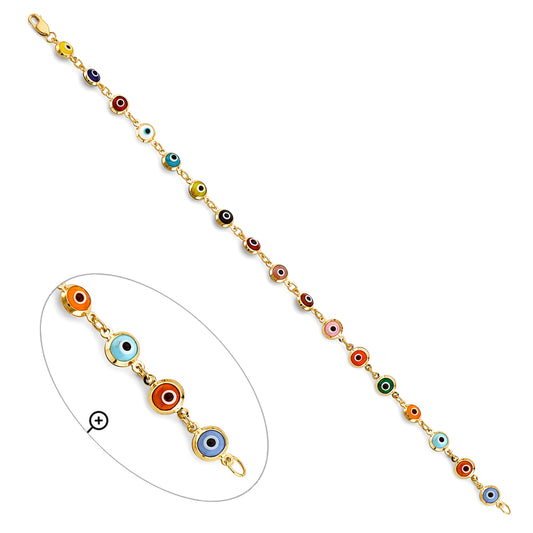 14K Yellow Gold Women’s Evil Eye Bracelet