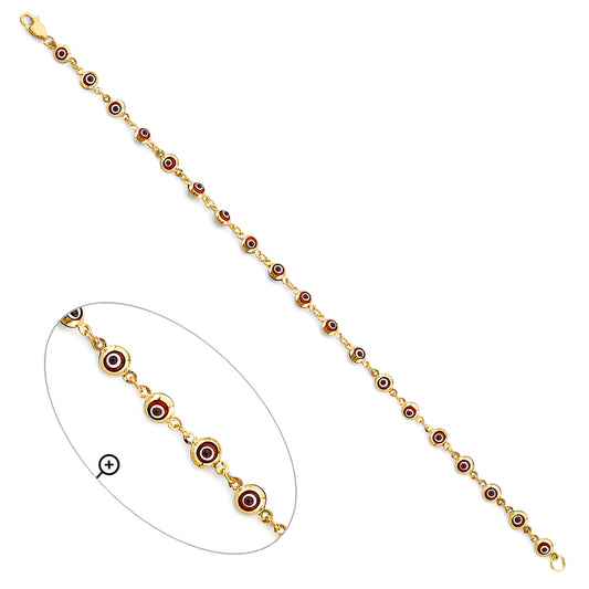 14K Yellow Gold Women’s Evil Eye Bracelet