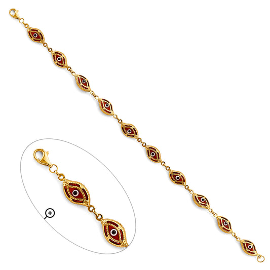 14K Yellow Gold Women’s Evil Eye Bracelet