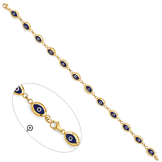 14K Yellow Gold Women’s Evil Eye Bracelet