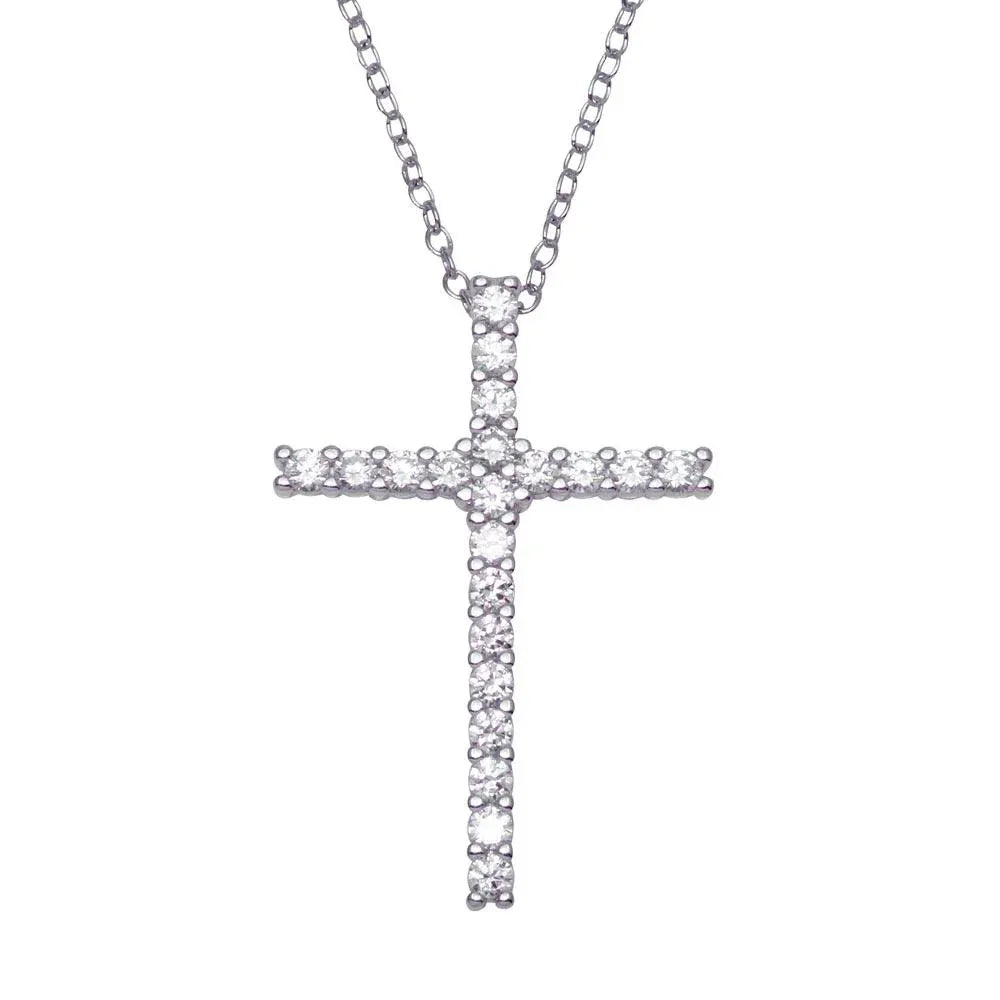 925 Sterling Silver Rhodium Plated Cross CZ Pendants