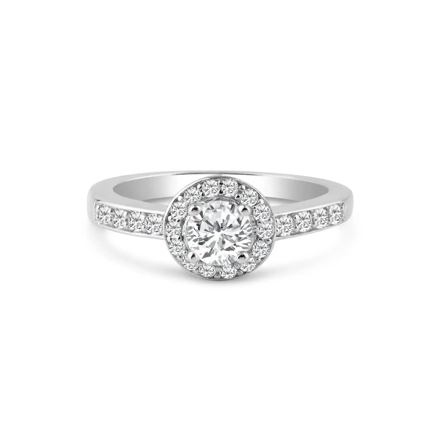 925 Sterling Silver Rhodium Plated Pave Clear Cluster CZ Ring