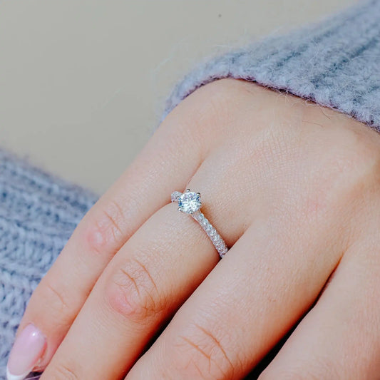 925 Sterling Silver Rhodium Plated Micro Pave CZ Ring