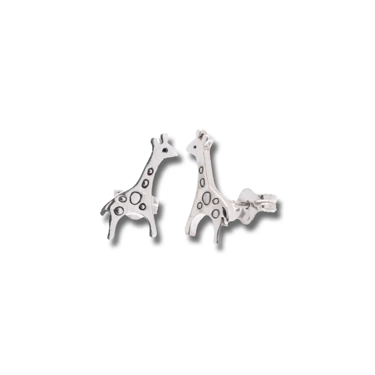 925 Sterling Silver Rhodium Plated Giraffe 6.6mm x 11.4mm Stud Earring