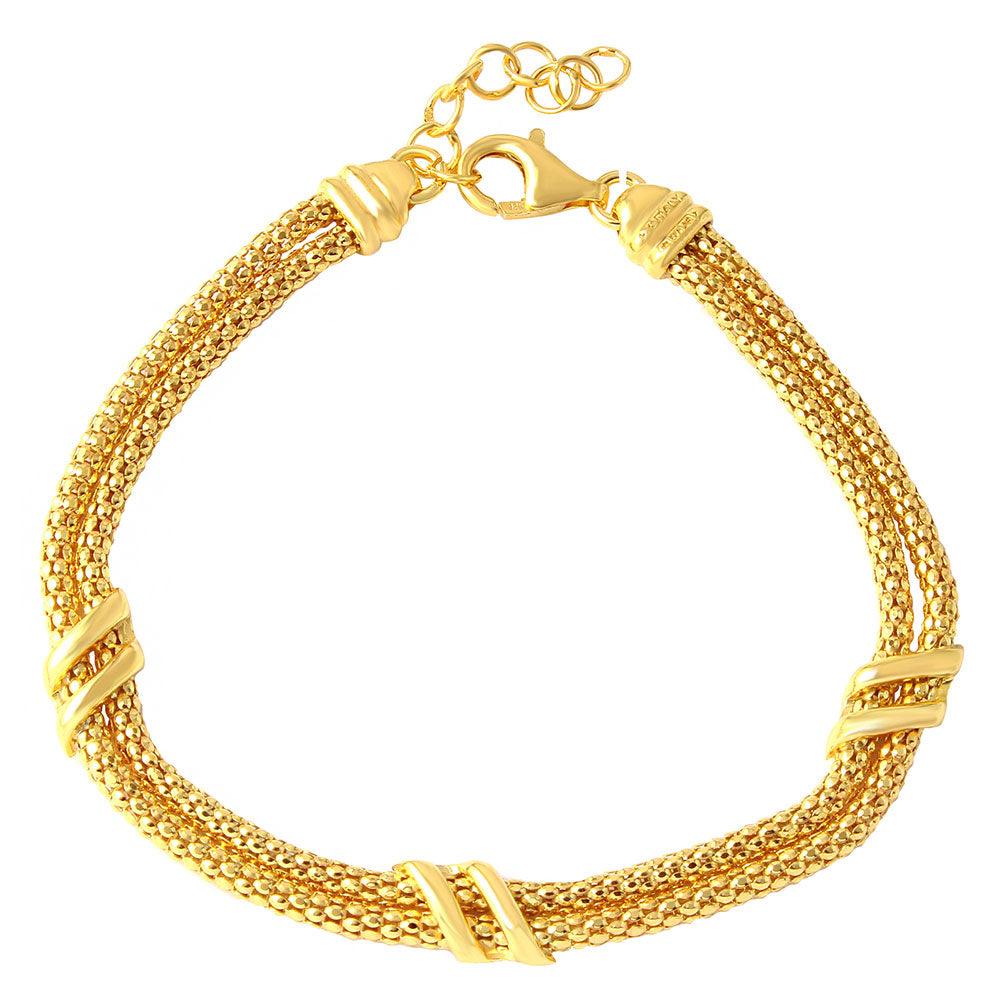 925 Silver Gold Plated 6 Bar Italian Bracelets