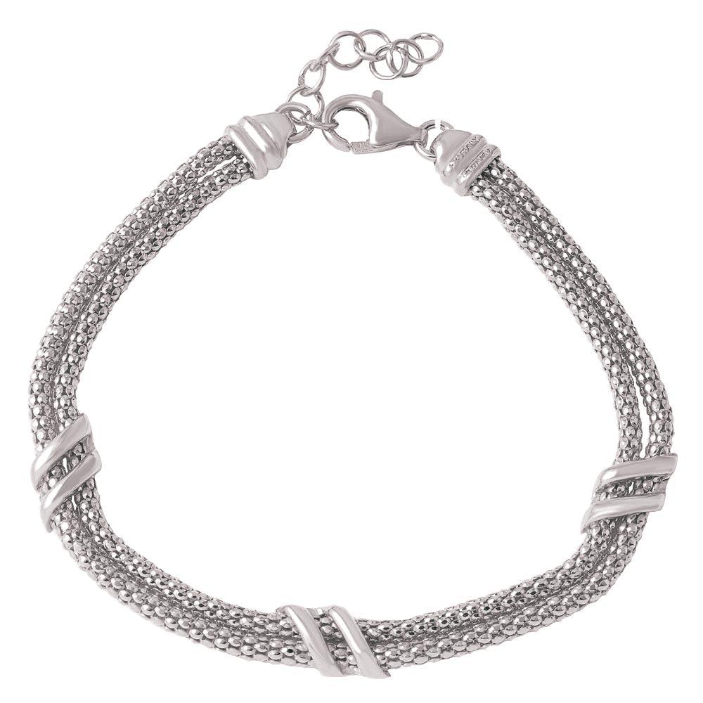 925 Silver Rhodium Plated 6 Bar Italian Bracelets
