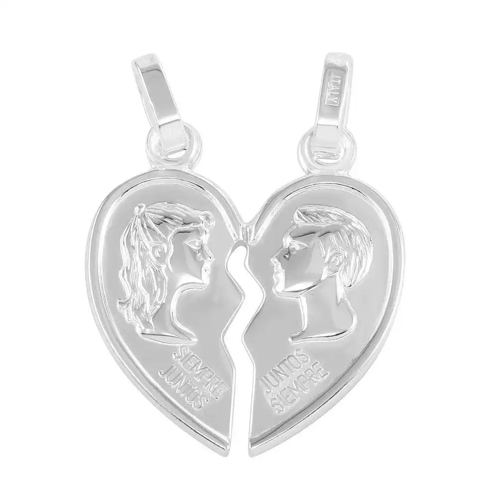 925 Sterling Silver High Polished Broken Heart Pendant