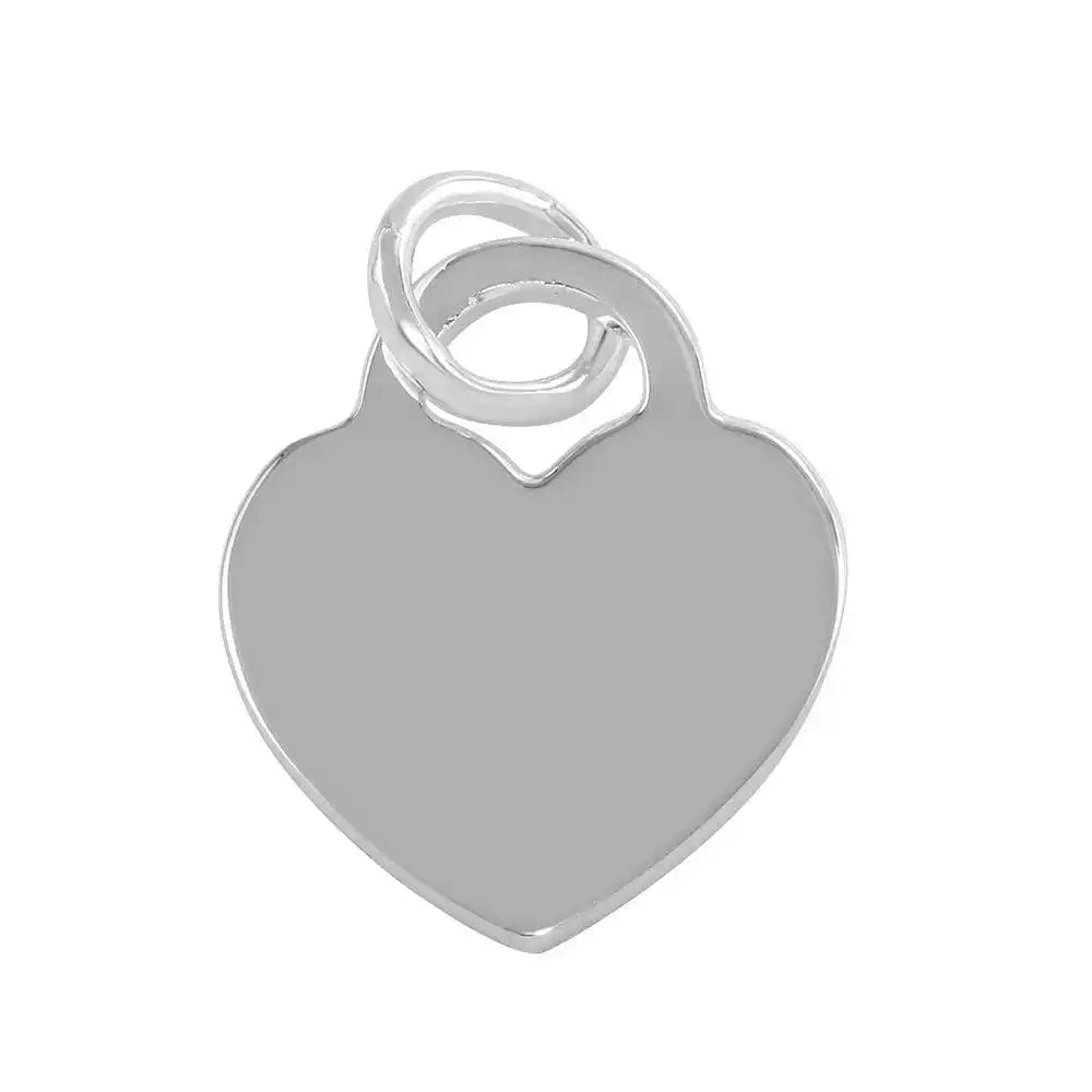 925 Sterling Silver High Polished Engravable Heart Pendant