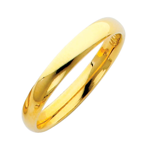 14K Yellow Gold Classic Plain Comfort Fit 3mm Wedding Band