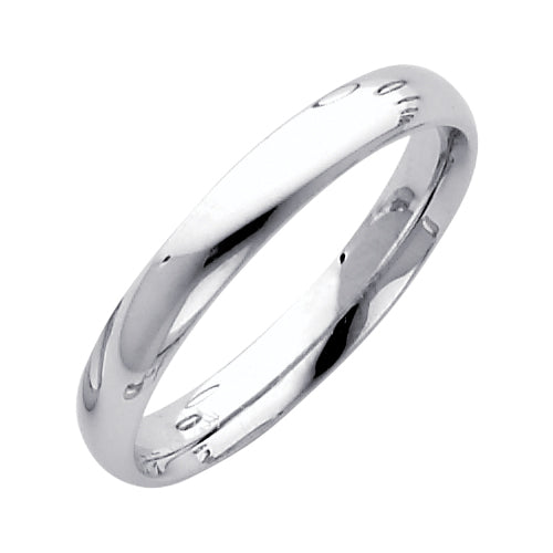 14K White Gold Classic Plain Comfort Fit 3mm Wedding Band